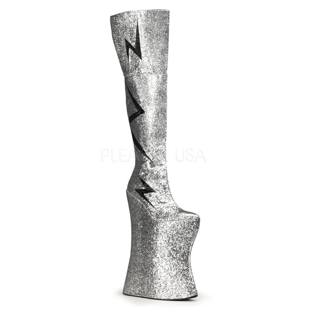 Pleaser Pink Label Splashy 3020 hoge overknee laars met Goud Glitter 28 cm SPLASHY 3020 Overknee Laarzen Drag Queen
